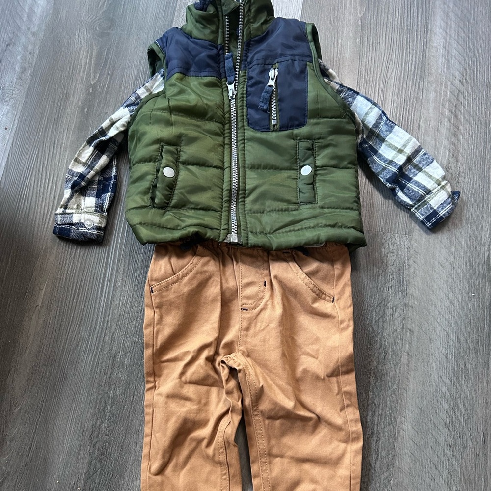 Flannel Shirt with Vest Toddler Boy Set